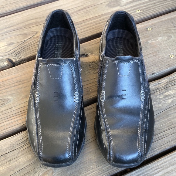 10 Skechers Men’s Black Leather Shoes Loafers Slip On Driving Casual Everyday - Picture 5 of 11